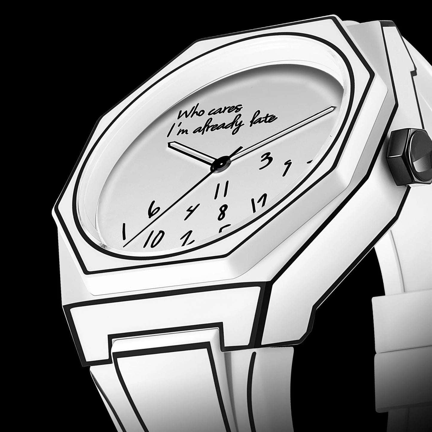'Who cares I'm already late' Horloge