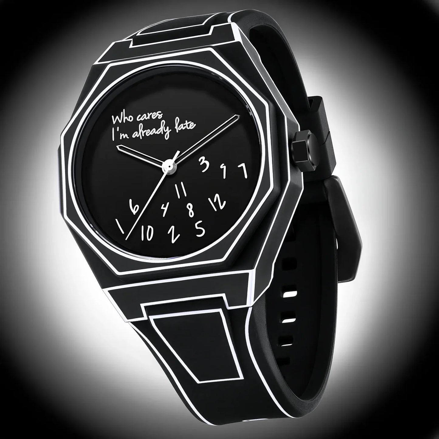 'Who cares I'm already late' Horloge