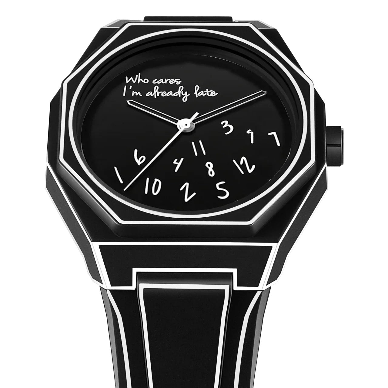 'Who cares I'm already late' Horloge