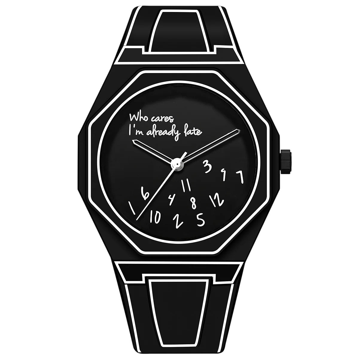 'Who cares I'm already late' Horloge